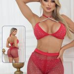 طقم 2 قطعه توب وشورت شفاف - كود 1302