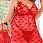 قميص نوم احمر شفاف - كود 0391