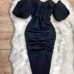 فستان طويل نص كم - كود 070