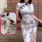 فستان طويل نص كم مثير - كود 364