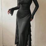 فستان طويل كم طويل - كود 041