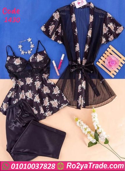 بيجامه للعروسه 3 قطع - كود 1430