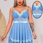 قميص نوم قصير بالدانتيل - كود 20