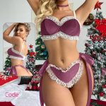 طقم داخلي حريمي قطيفه كريسماس - كود 253