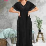 قميص نوم طويل بتفاصيل أنثوية - كود 786