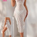 فستان دانتيل شفاف بكشكشة - كود 1001