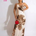 فستان طويل أنيق مشجر - كود 110