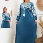 عباية شتوي زرقاء مطرزة - كود 128