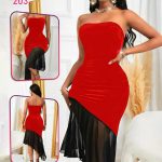 فستان نسائي كب قصير بطبقة شفافة - كود 203