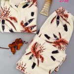 طقم شتوي فرو برسمة ريش - كود 2738