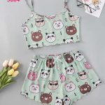 طقم صيفي بنقشة دب باندا - كود 3004