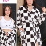 طقم شتوي بنقشة مربعات - كود 5024