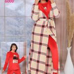 طقم شتوي كاروهات مع روب - كود 6000