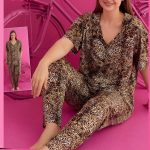 بيجامة حريمي بطبعة ليوبارد - كود B1247