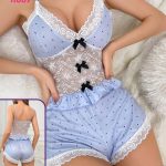 طقم شورت دانتيل بنقش بولكا - كود R007