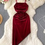 فستان مخملي بحواف مميزة - كود 0131