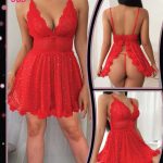 فستان أحمر دانتيل أنيق - كود 068