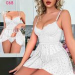 قميص نوم دانتيل أبيض - كود 068