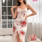 فستان أبيض بنقشة زهور - كود 1023