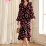 فستان ورد طويل - كود 1024