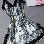 قميص نوم ستان في دانتيل اسود - كود 1039