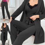 طقم نسائي منزلي بثلاث قطع - كود 5066