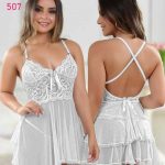 قميص نوم ابيض شفاف قصير - كود 507