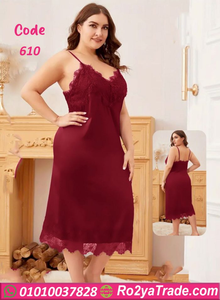 فستان نوم دانتيل طويل - كود 610