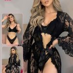 طقم داخلي مع روب دانتيل - كود 681