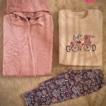 بيجامه قطيفه 3 قطع حريمي شتوي - كود 9037