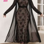 قميص نوم اسود بالروب - كود 009