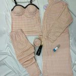 بيجامة حريمي كاروهات أنيقة - 10442