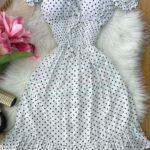 فستان قصير بأكمام منفوخة - كود 0371