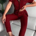 طقم بنطلون وبلوزة أنيق - كود 1006