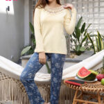 بيجامه كم طويل حريمي - كود 1347