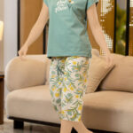 بيجامة حريمي برمودا صيفية بزهور - كود 1776