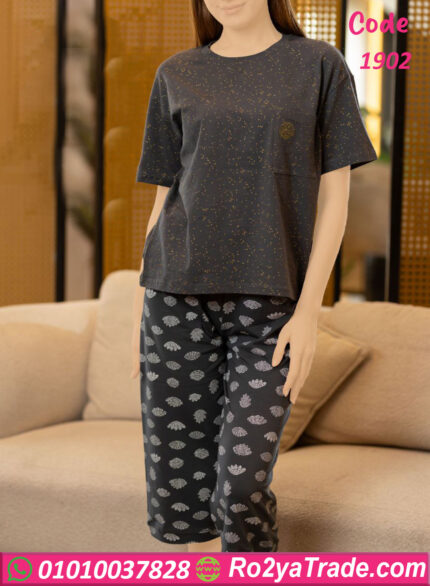 بيجامه برمودا وبلوزة أنيق - كود 1902