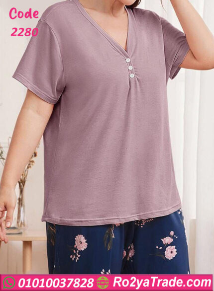 بيجامة حريمي بنقوش أنيقة - كود 2280