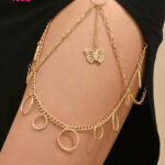 اكسسوار الساق شكل فراشة متعددة الطبقات وحلقات - كود 4093