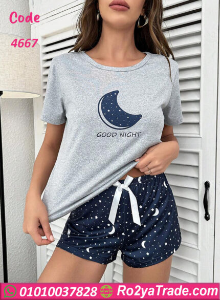 بيجامه شورت حريمي قطن - كود 4667