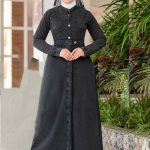 عبايه جينز زراير نحاس علي الصدر - كود 6092