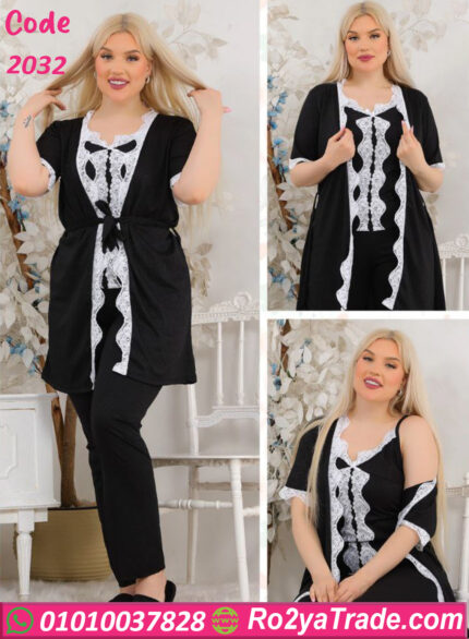 بيجامة حريمي بنقوش أنيقة 5 قطع - كود 2032