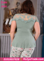 بيجامه صيفي نسائي بدانتيل - كود 2660