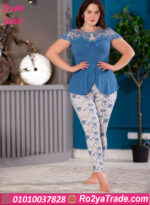 بيجامه صيفي نسائي بدانتيل - كود 2660