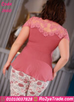 بيجامه صيفي نسائي بدانتيل - كود 2660