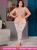 بيجامه صيفي نسائي بدانتيل - كود 2660