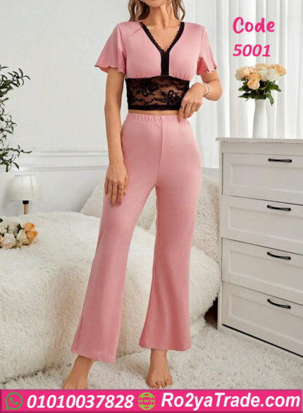 طقم صيفي نسائي دانتيل - كود 5001