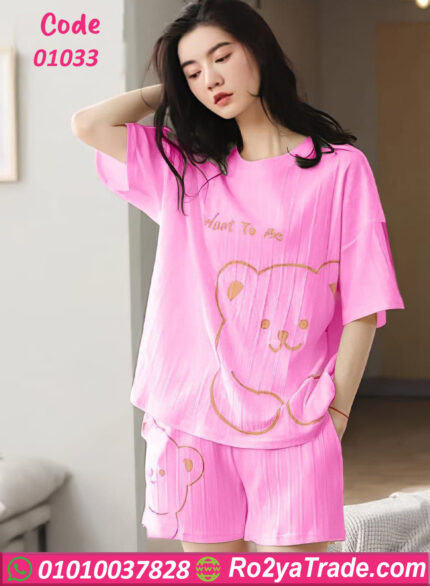 بجامة شورت حريمي - كود 01033