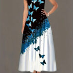 فستان نسائي بفراشات - كود 1010