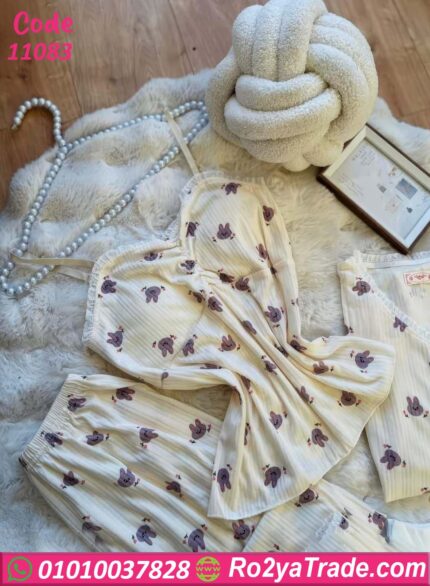 طقم بنطلون وبلوزة وتوب - كود 11083